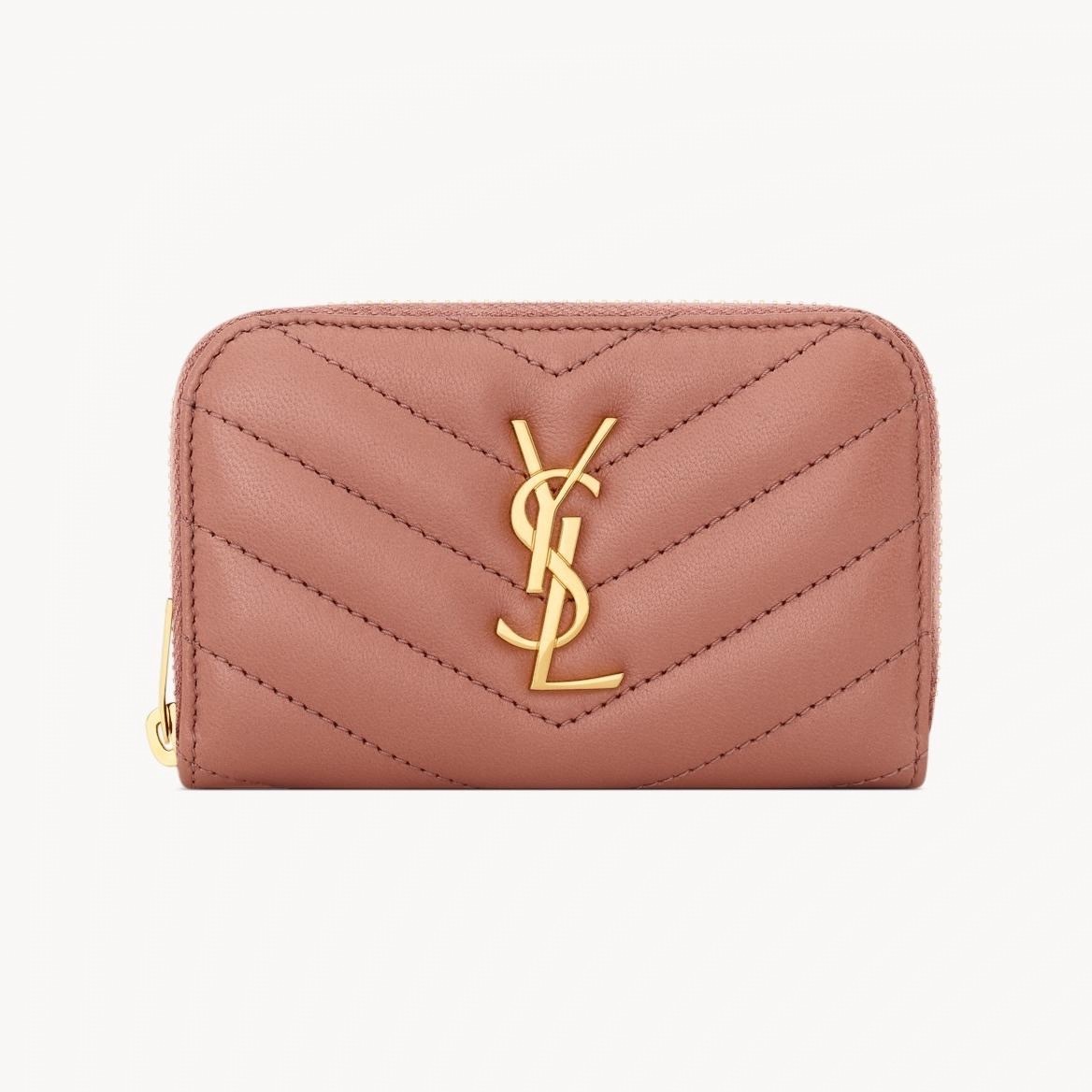 サンローラン“くすみピンク”のウィメンズ財布＆ミニバッグ、三つ折り