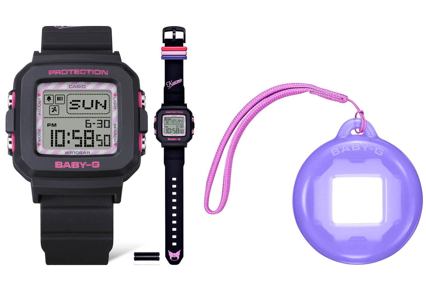 BABY-G×ハローキティのコラボ腕時計、顔が浮かび上がるバックライト