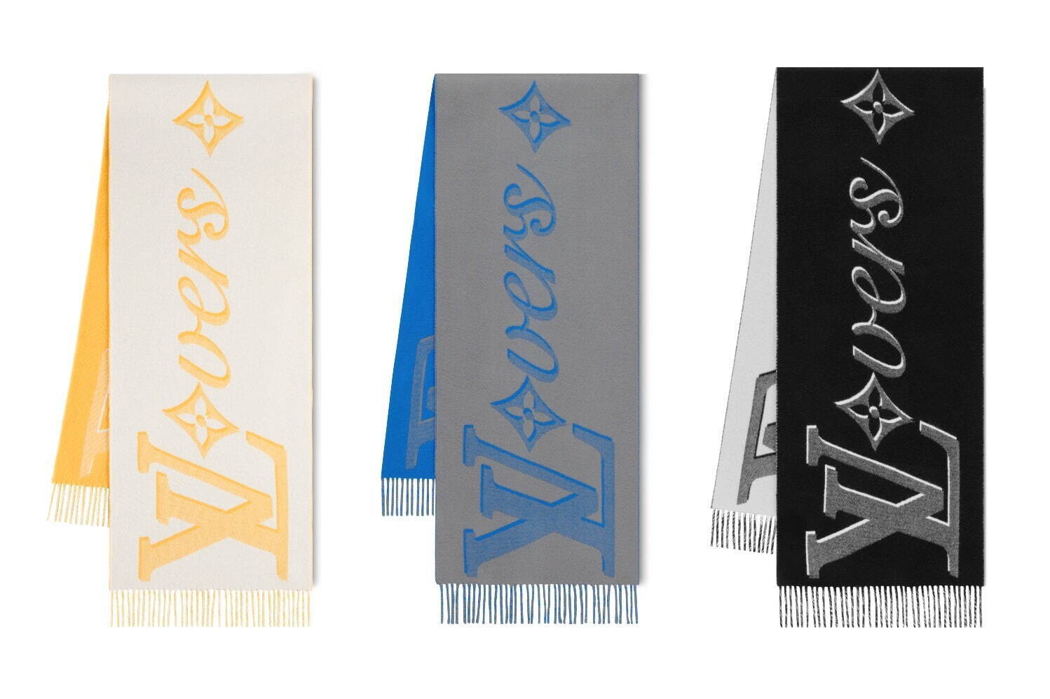 ルイ・ヴィトン「LV Vers」描いたメンズマフラー、カシミヤの