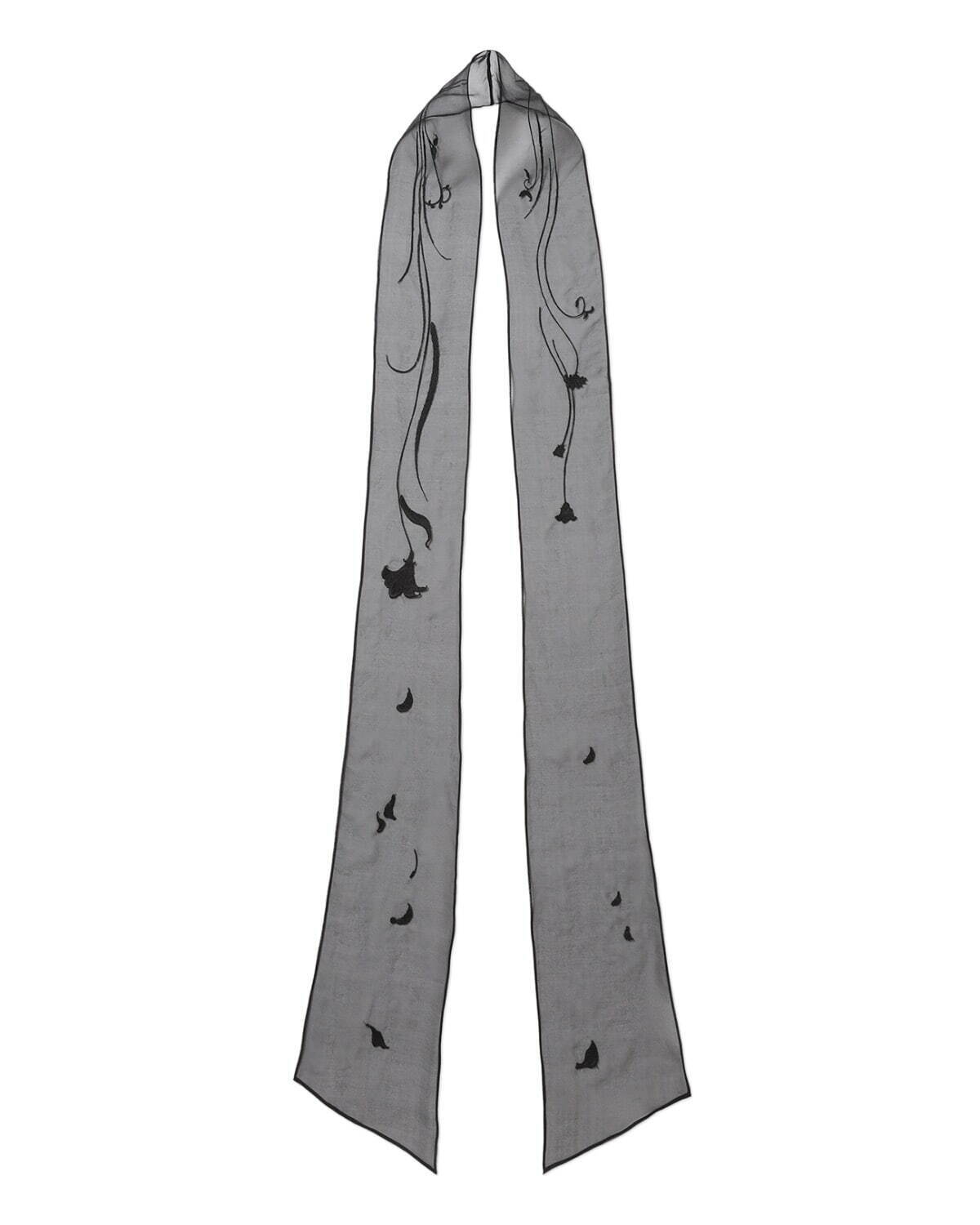 マメ クロゴウチ“繊細な花柄刺繍”シアースカーフ、ドーバー銀座＆直営