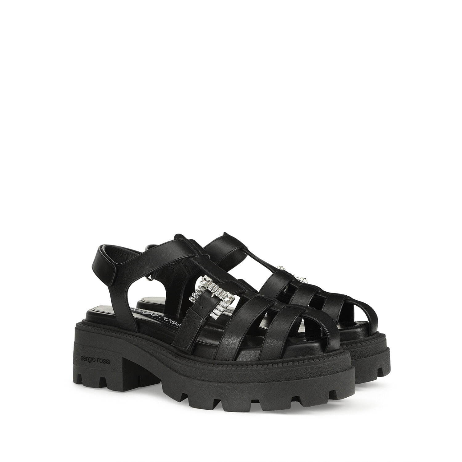 セルジオ ロッシ“煌めくクリスタルバックル”配したグルカサンダル