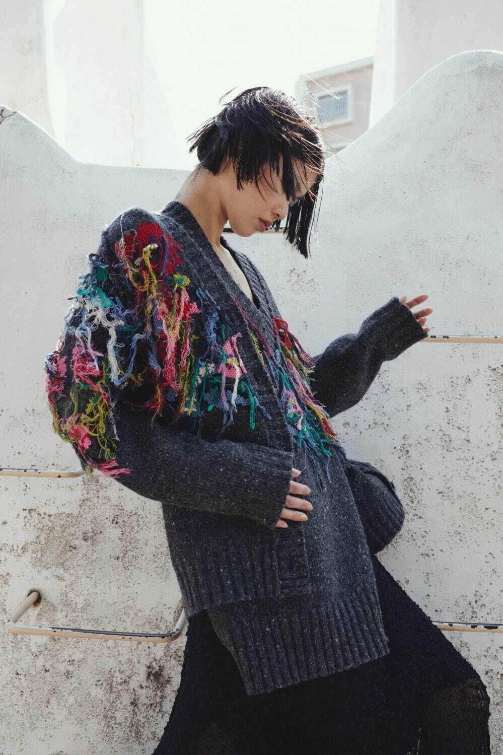 エムズグレイシー フラワー柄セーター 黒 38 クリーニング済み ニット