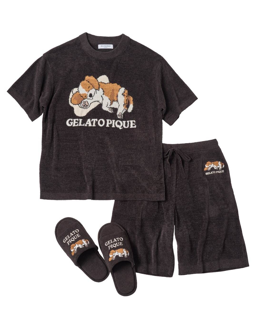 ジェラート ピケ オム「すやすや眠る子犬」ルームウェア、ひんやり冷感