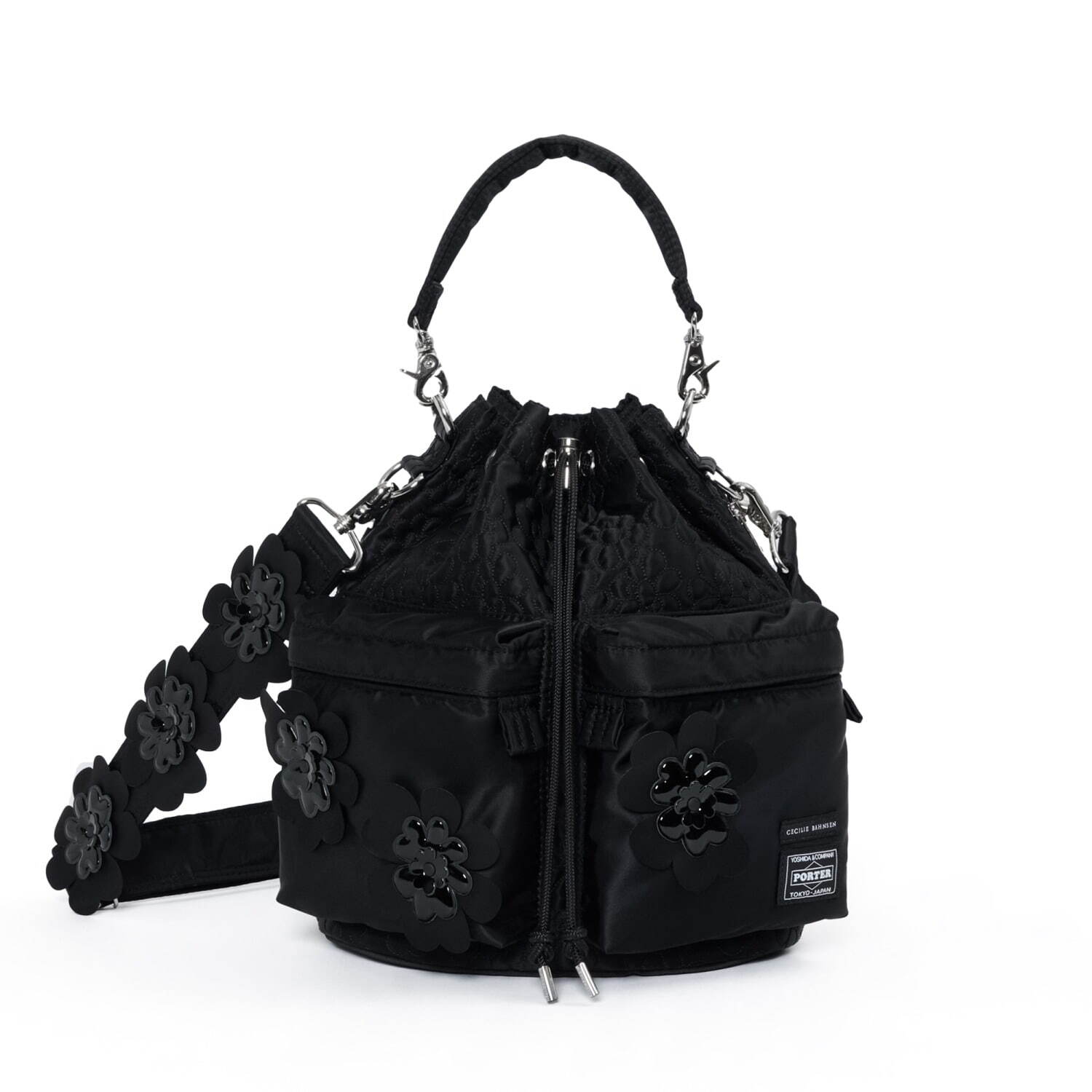 セシリー バンセン×ポーター、“フラワー装飾”の巾着型バッグ＆ミニ