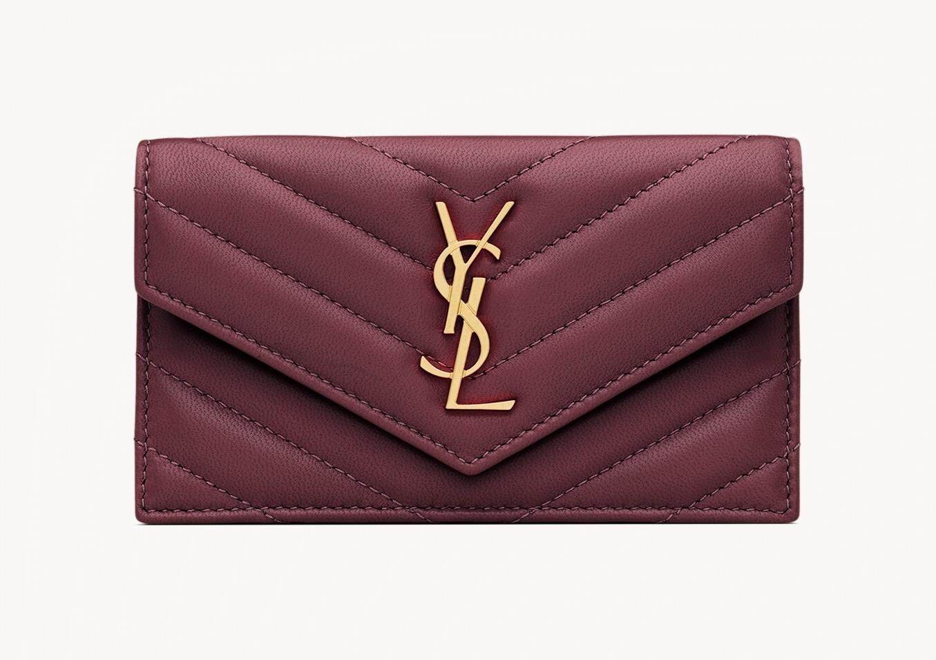 サンローランのV字キルティング財布、“モロッコのヴィラ”着想ボルドー