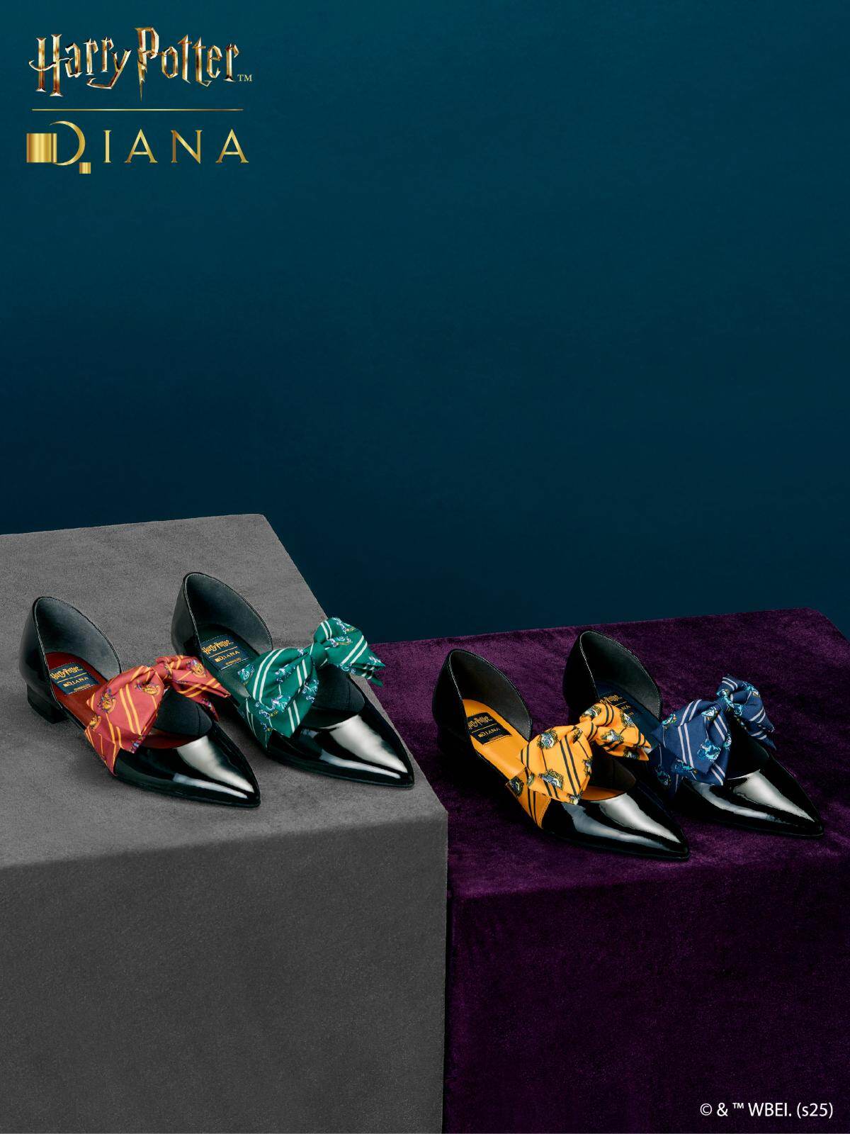 ダイアナ「ハリー・ポッター」シューズ、ホグワーツ4寮のリボン