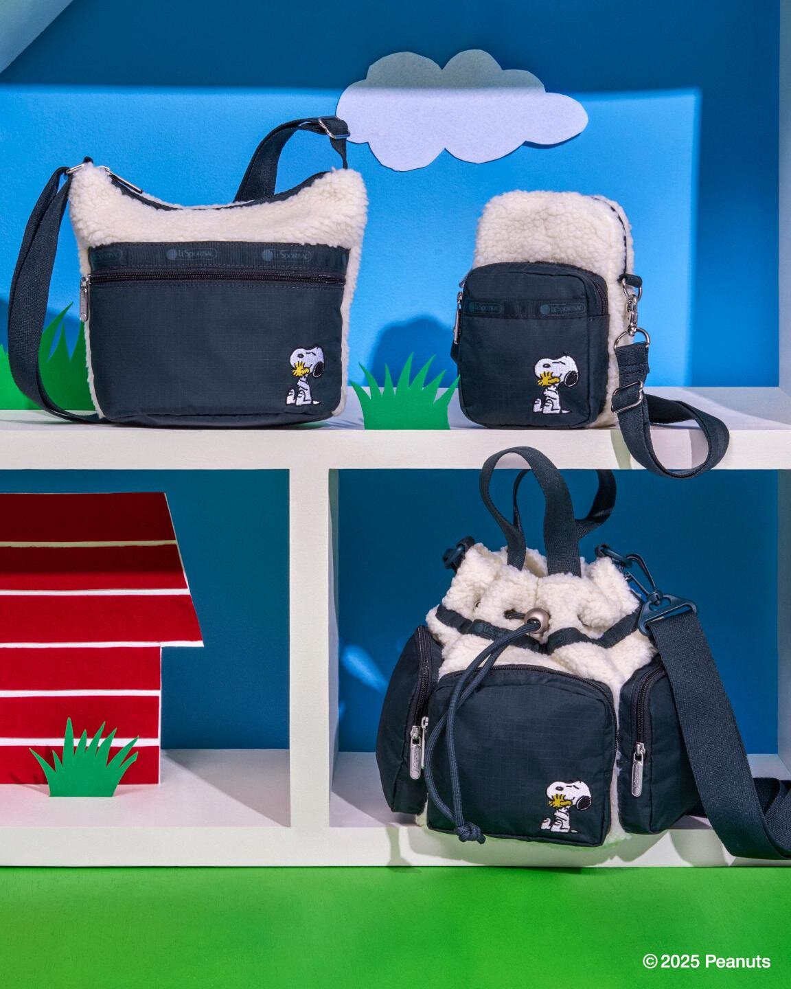 レスポートサック「ピーナッツ」スヌーピーの”ふわもこ”ボアトート