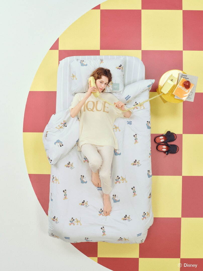 ジェラート ピケ スリープ「ミッキー＆ミニー」寝具、リボン付きヘア
