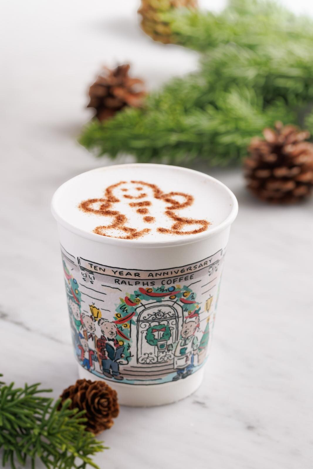 ラルフズ コーヒー、クリスマス限定ジンジャーブレッドラテ＆紅茶香る