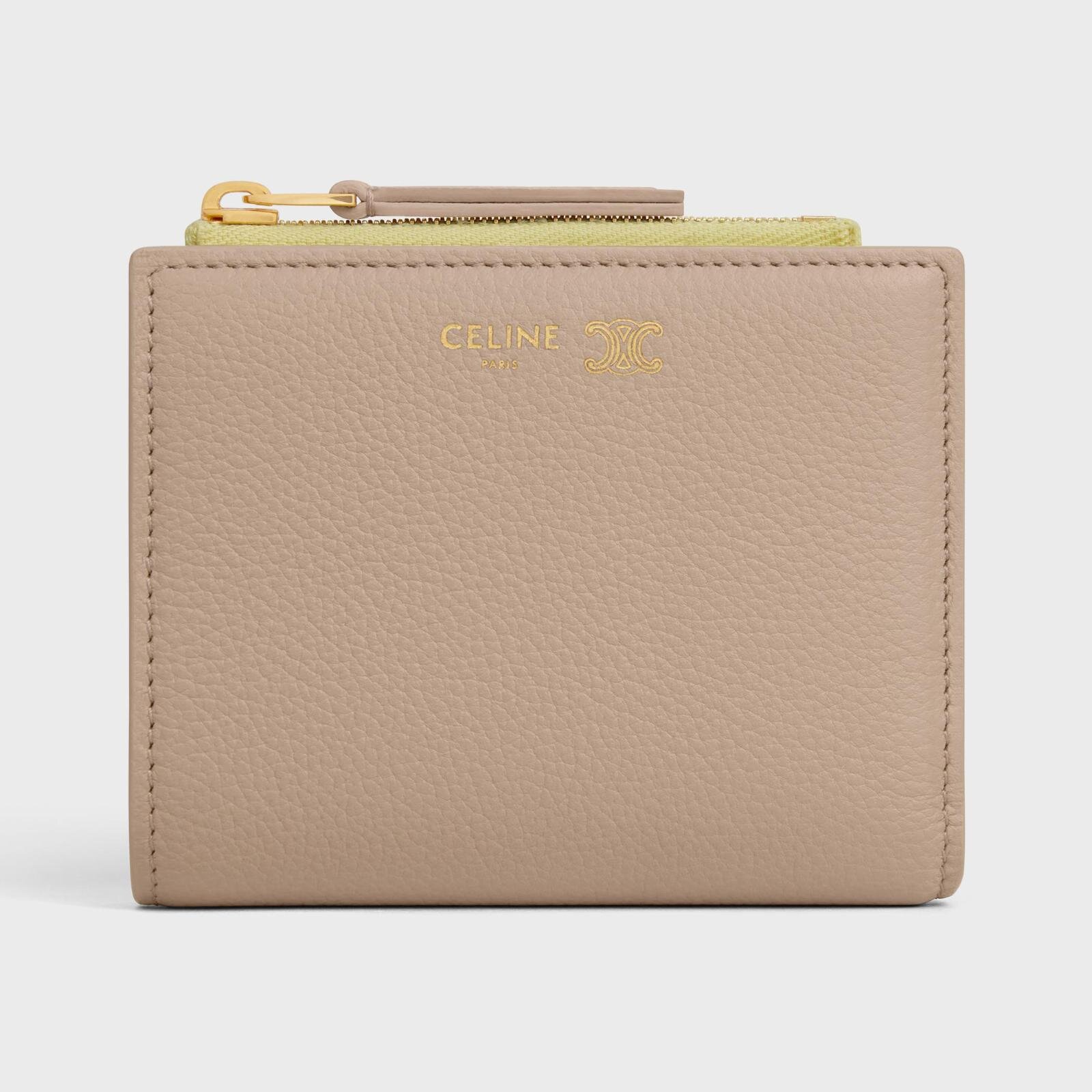 セリーヌ“バイカラー”レザーウォレット、トリオンフ煌めくミニ財布