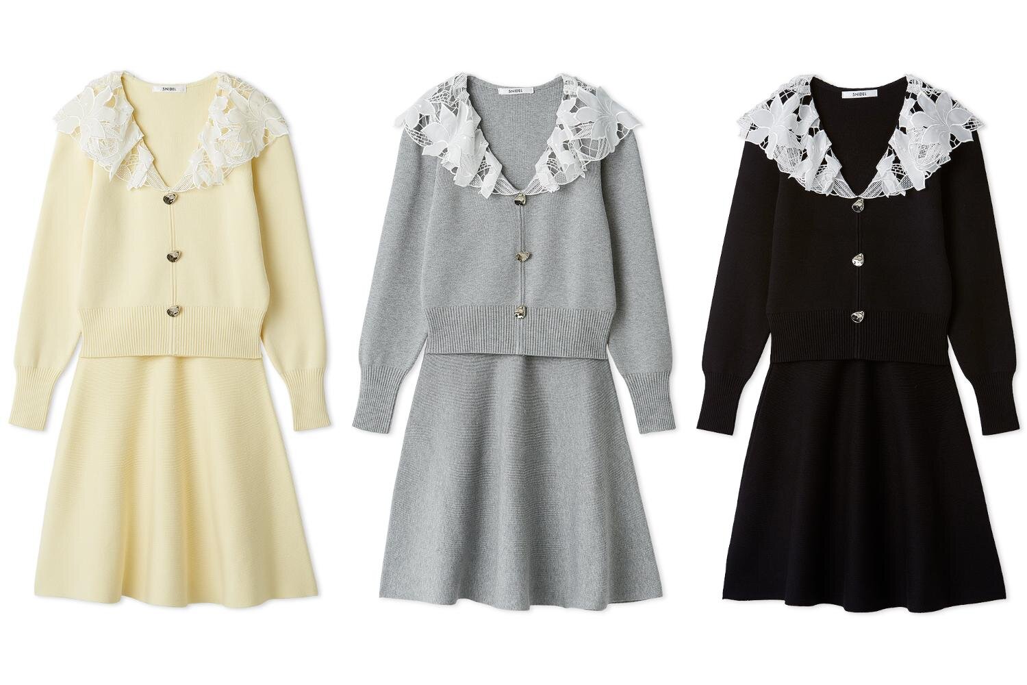 スナイデル26年新春ウェア、“花柄レース”の襟付きセットアップ＆リボン