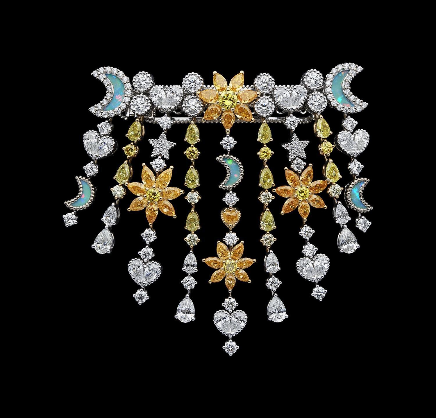 ディオールのハイジュエリー“庭園の美”着想のフラワーネックレス＆月と