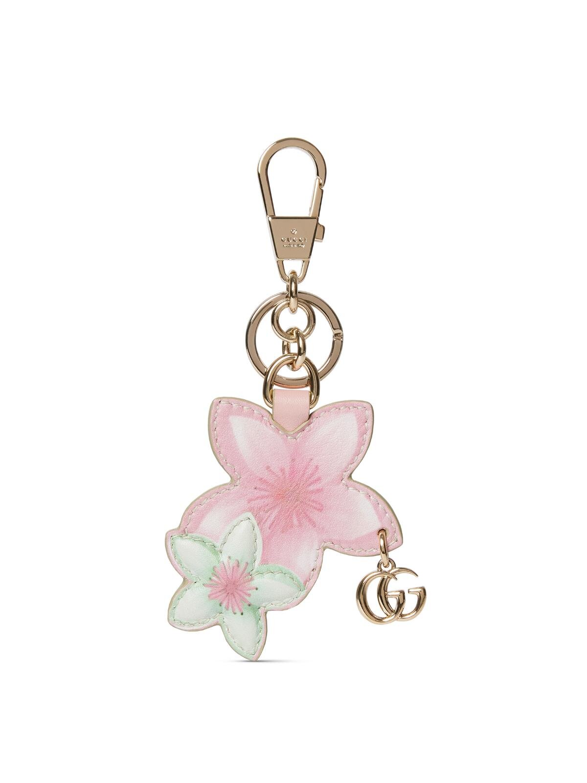 グッチ“内側に桜の花”咲くミニ財布、淡いミントグリーンのレザー長財布