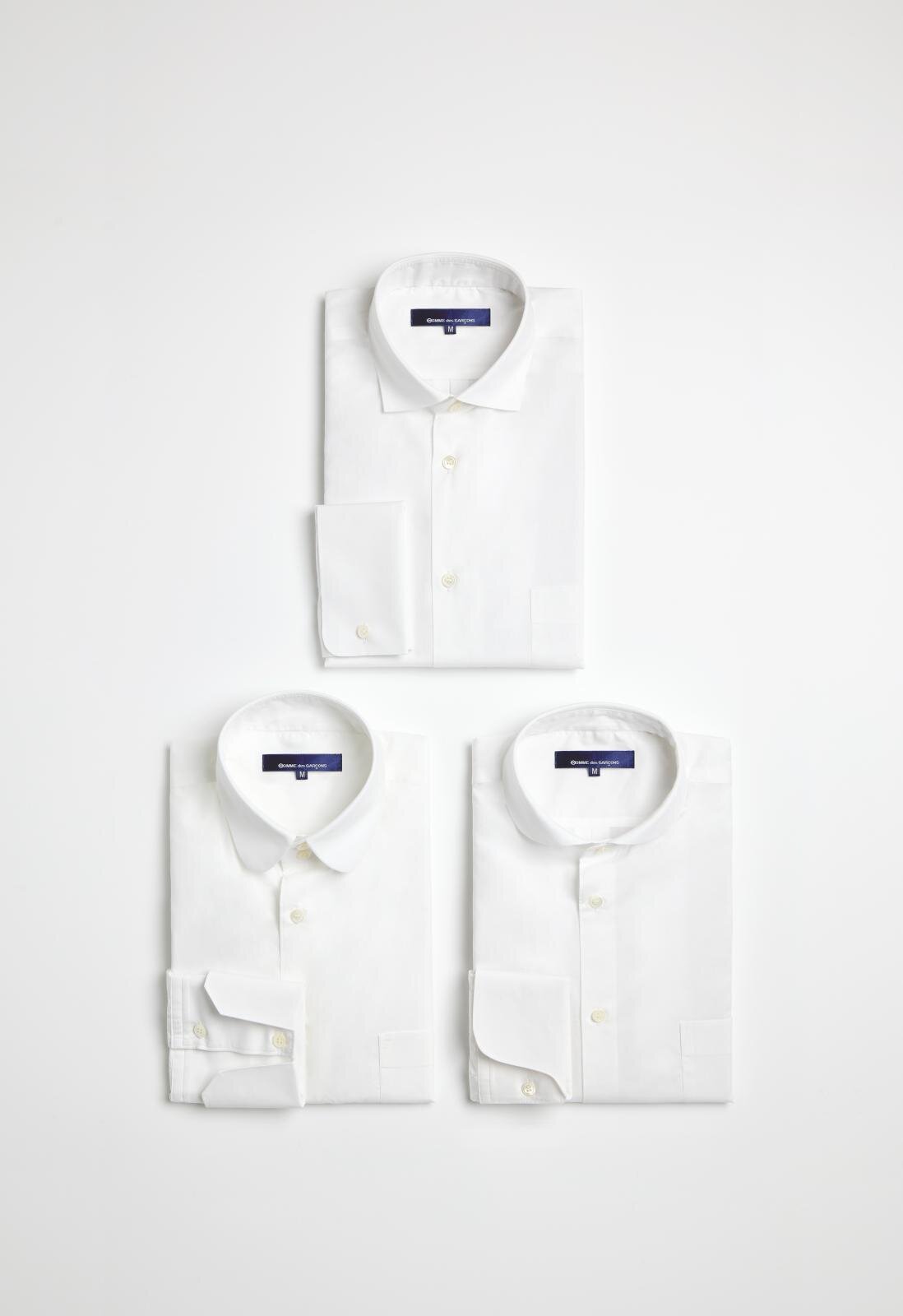 コム デ ギャルソンの白シャツ、丸襟などクラシックな3型が路面店限定