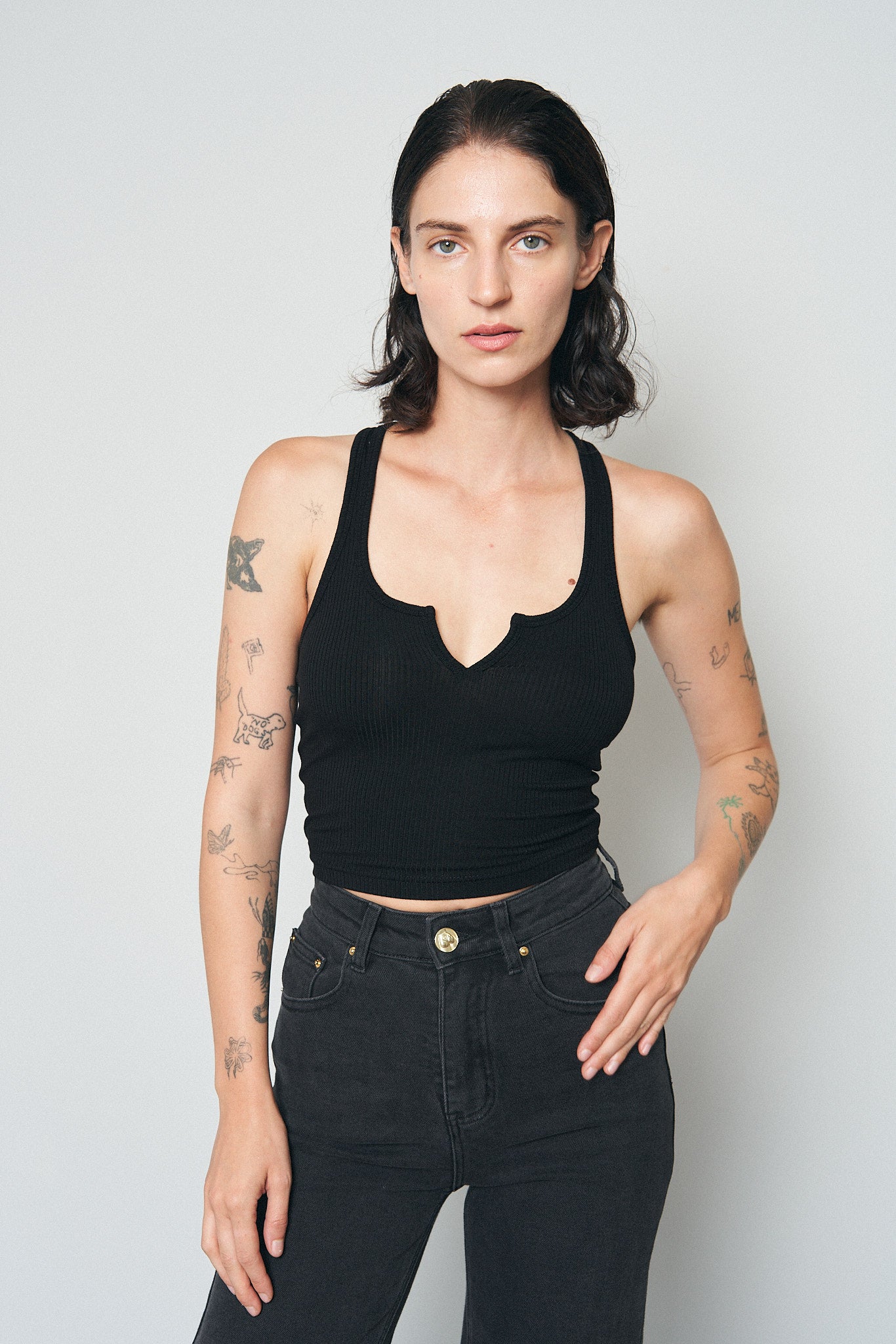 Split Racerback Tencel Rib Tank Black – Fashion Brand Company