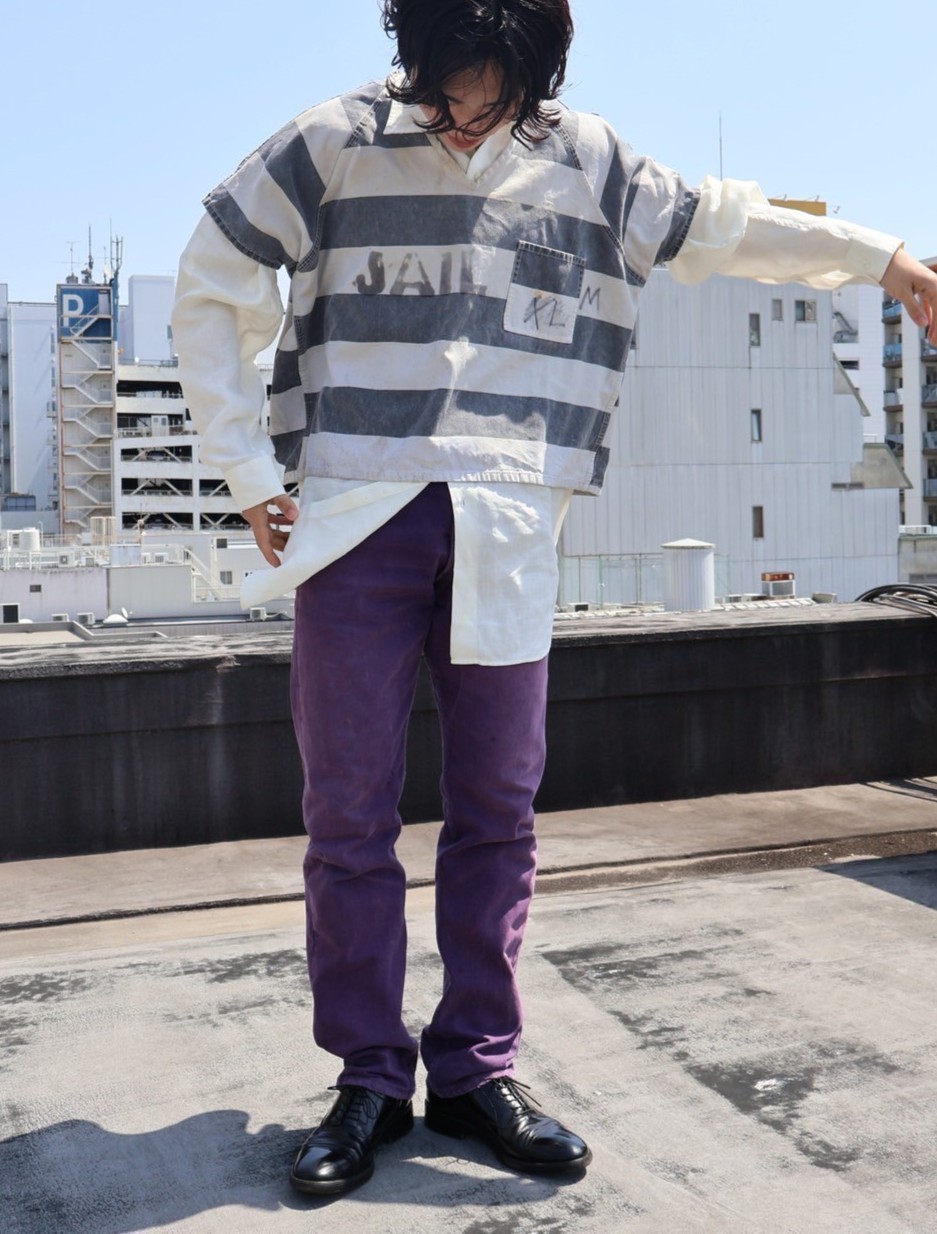 囚人 プルオーバーシャツ Vネック ボーダー柄 │ヴィテージ古着屋Feeet