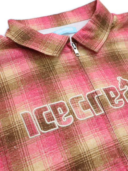 SALE】【送料無料】ICECREAM APPLIQUE LOGO FLANNEL CHECK ZIP UP