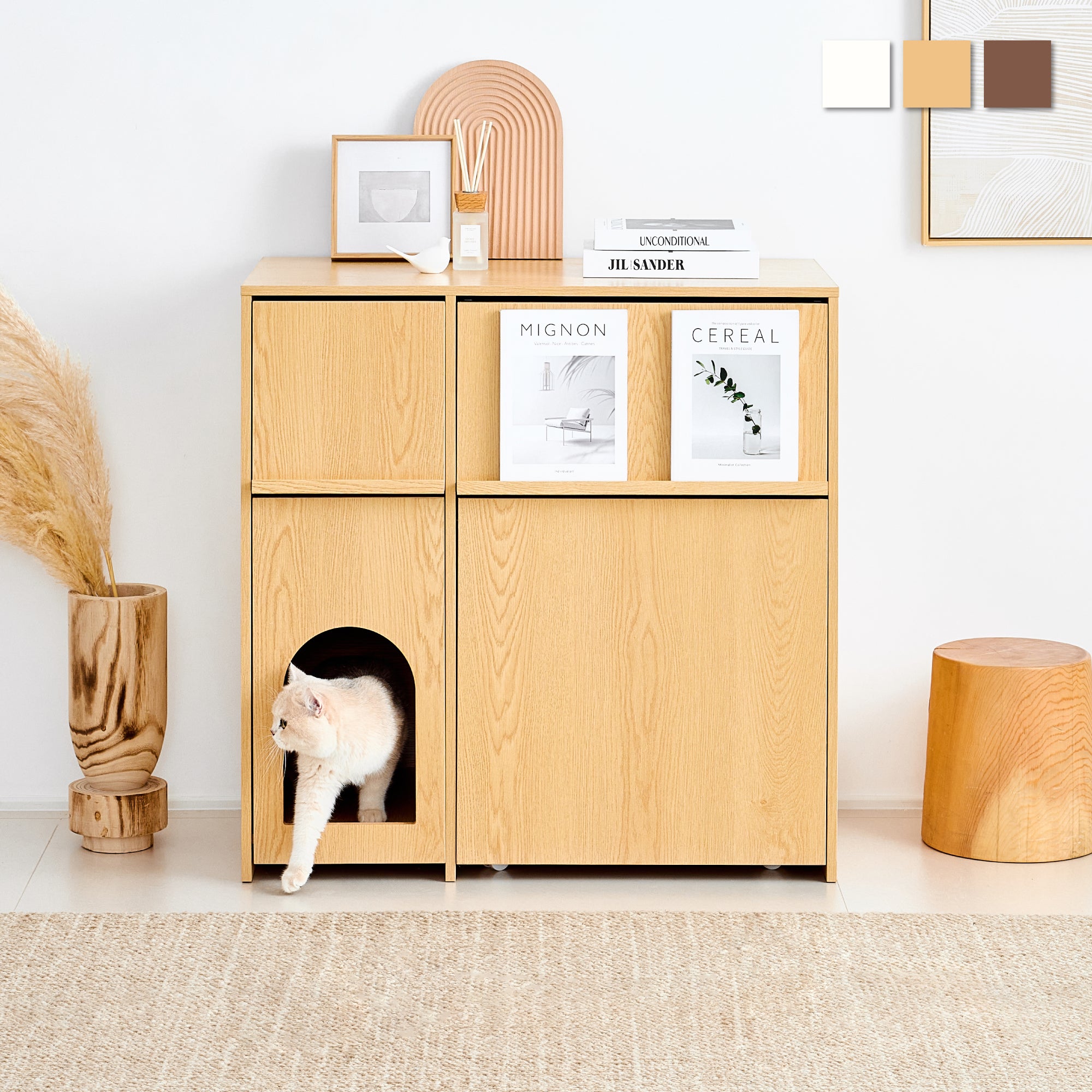 あす着] 猫用 トイレ収納 キャビネット 隠す キャスター付き 家具