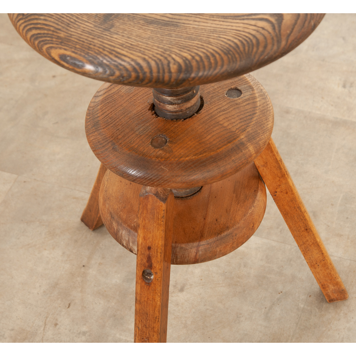French 19th Century Ash Adjustable Stool - Fireside Antiques
