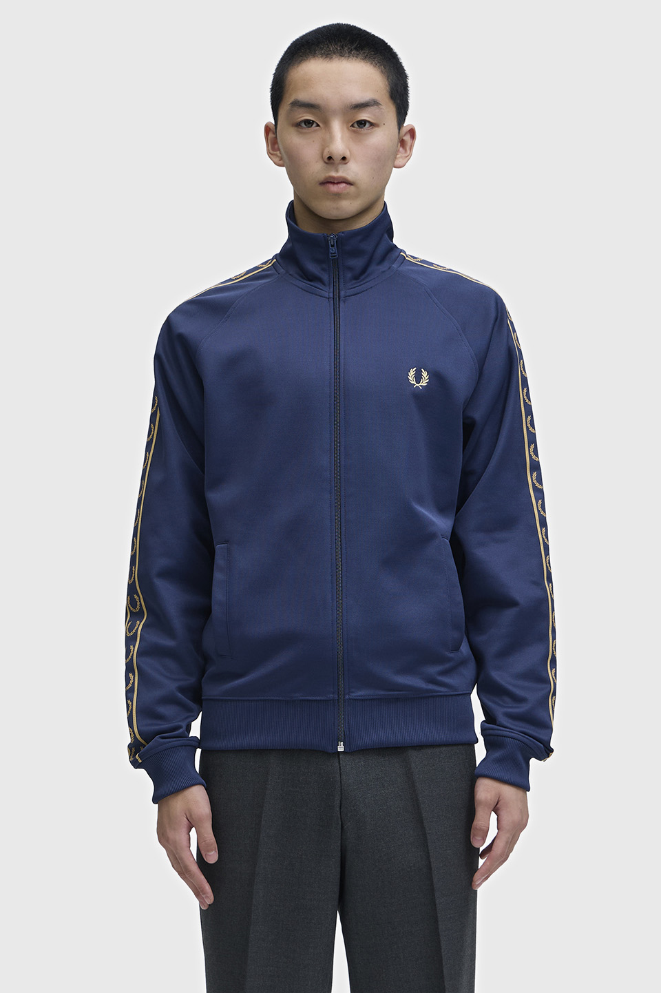 Contrast Tape Track Jacket(S 91A：TENNIS BLUE / CHAMPAGNE): | FRED