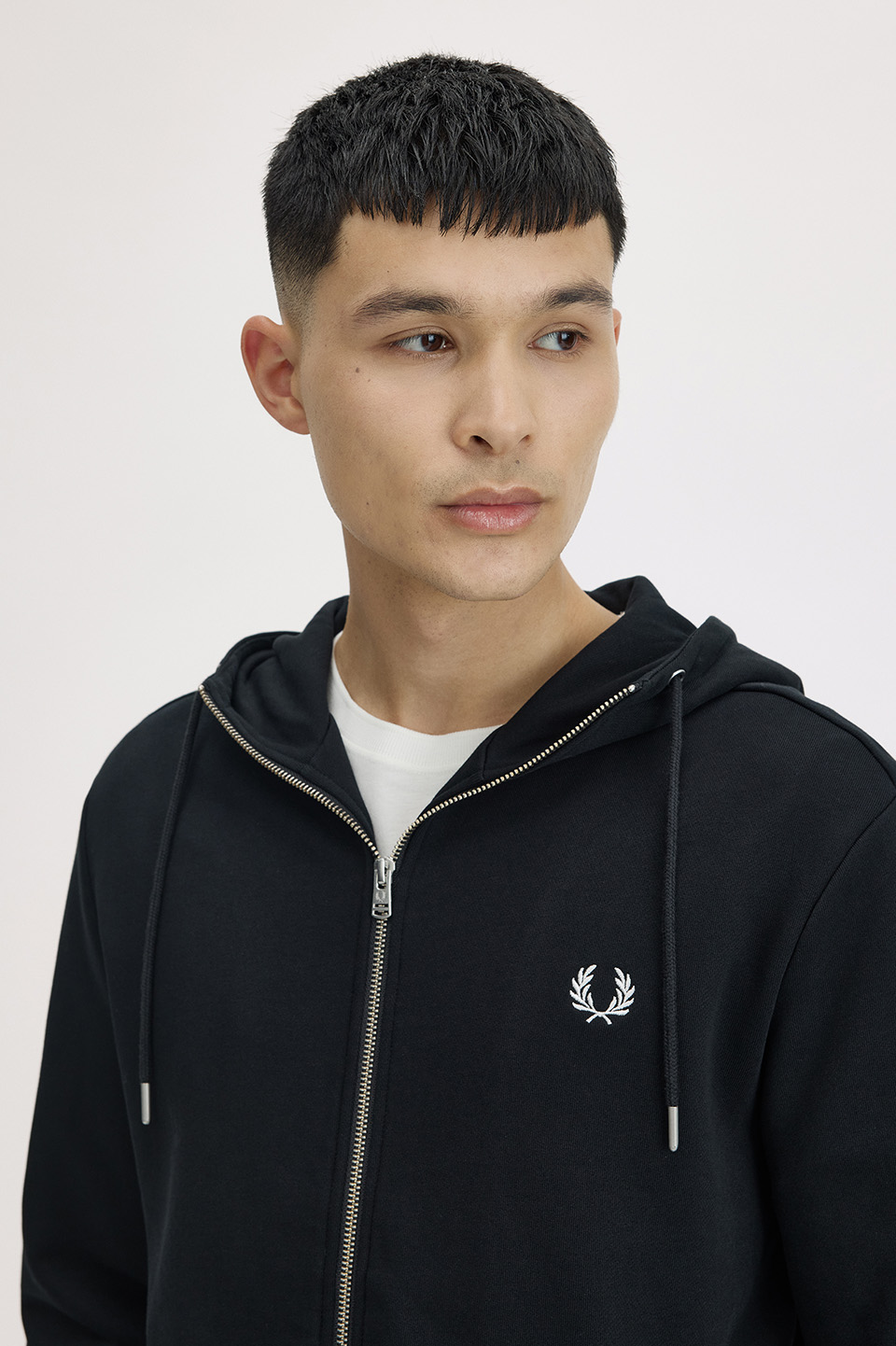 Hooded Zip Through Sweatshirt(S 198：BLACK): | FRED PERRY JAPAN