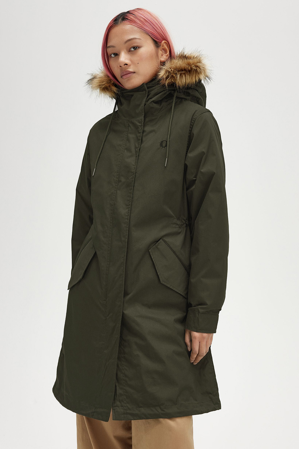 Zip-In Liner Parka - Women(8 601：HUNTING GREEN): | FRED PERRY