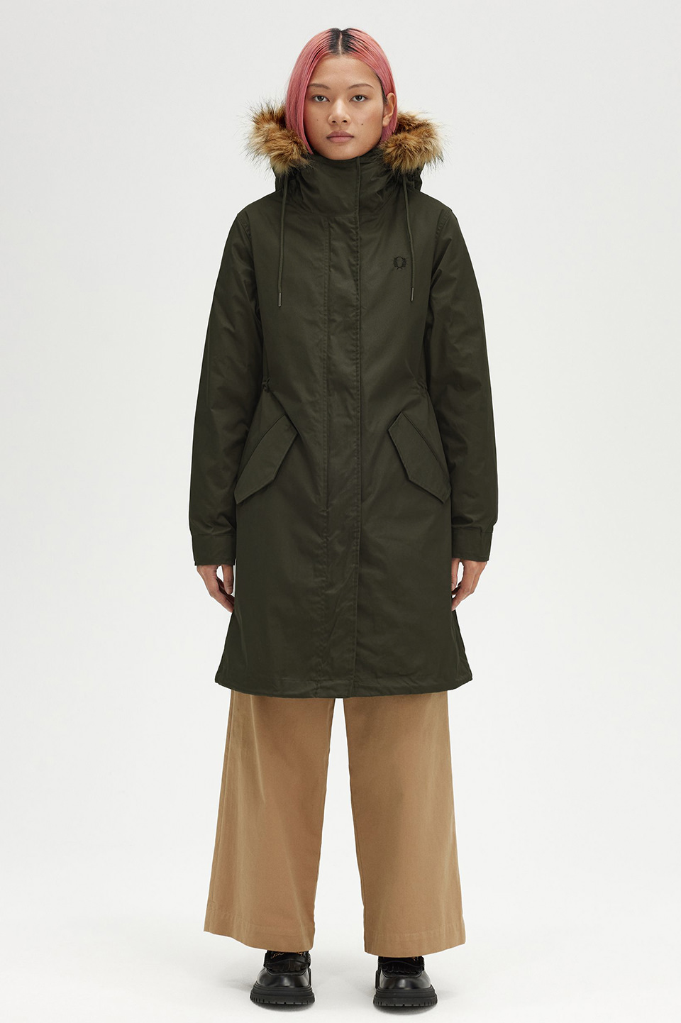 Zip-In Liner Parka - Women(8 601：HUNTING GREEN): | FRED PERRY