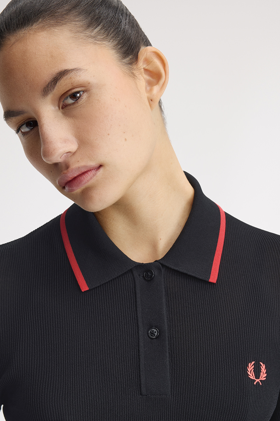 Rib Knitted Polo Shirt(10 102：BLACK): | FRED PERRY JAPAN