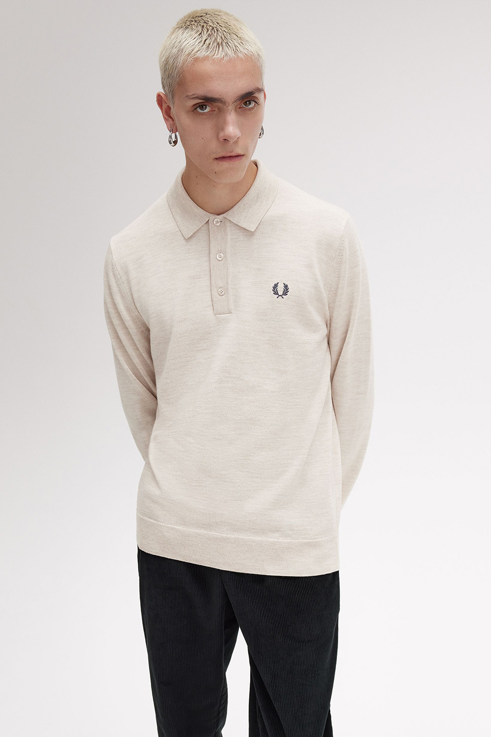 Classic Knitted Long Sleeve Shirt(S X23：PORRIDGE MARL): | FRED