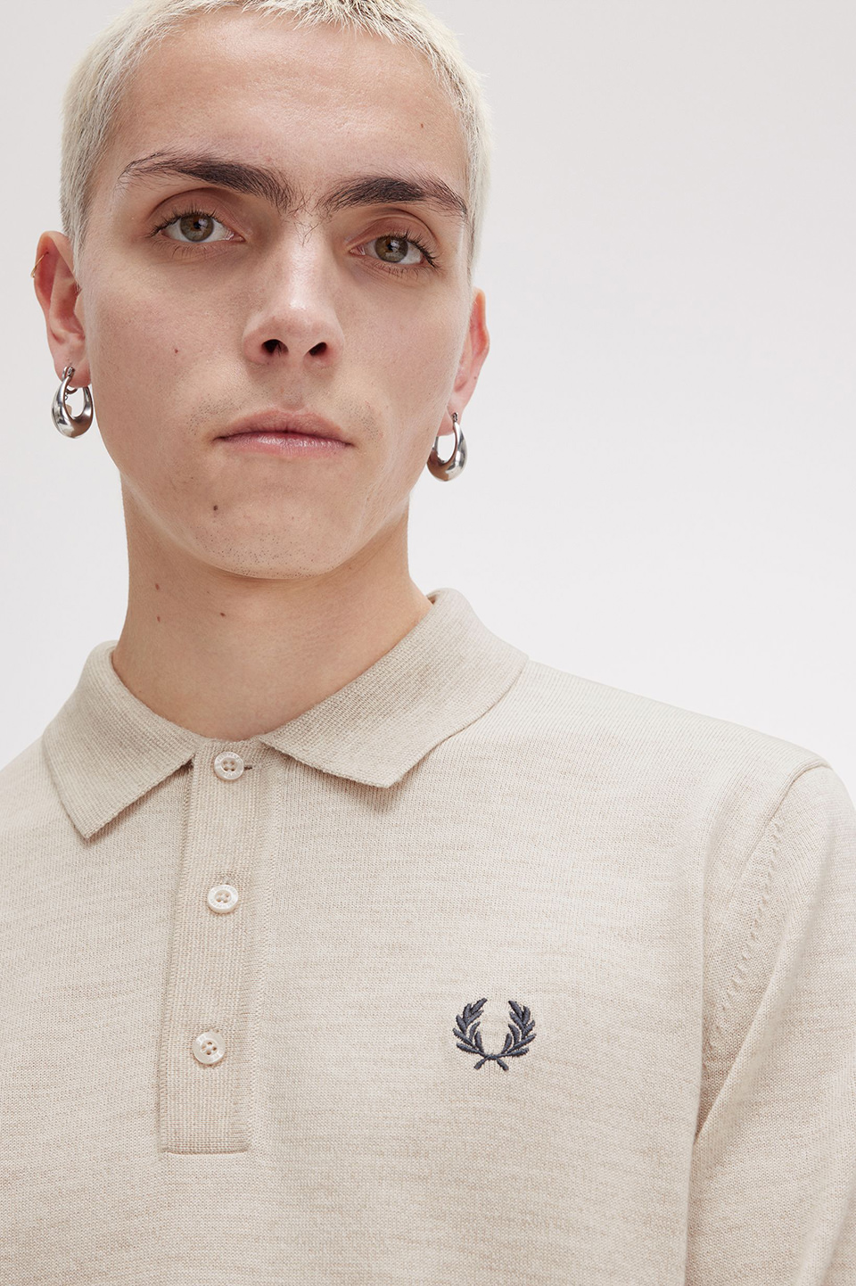 Classic Knitted Long Sleeve Shirt(S X23：PORRIDGE MARL): | FRED