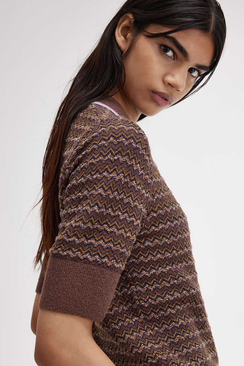 Boucle Jacquard Knitted Polo Shirt(10 U53：CARRINGTON ROAD BRICK