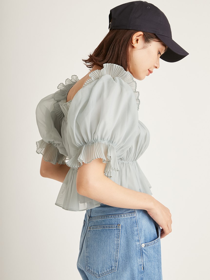Fubail / ボリュームギャザーフリルオフショルブラウス