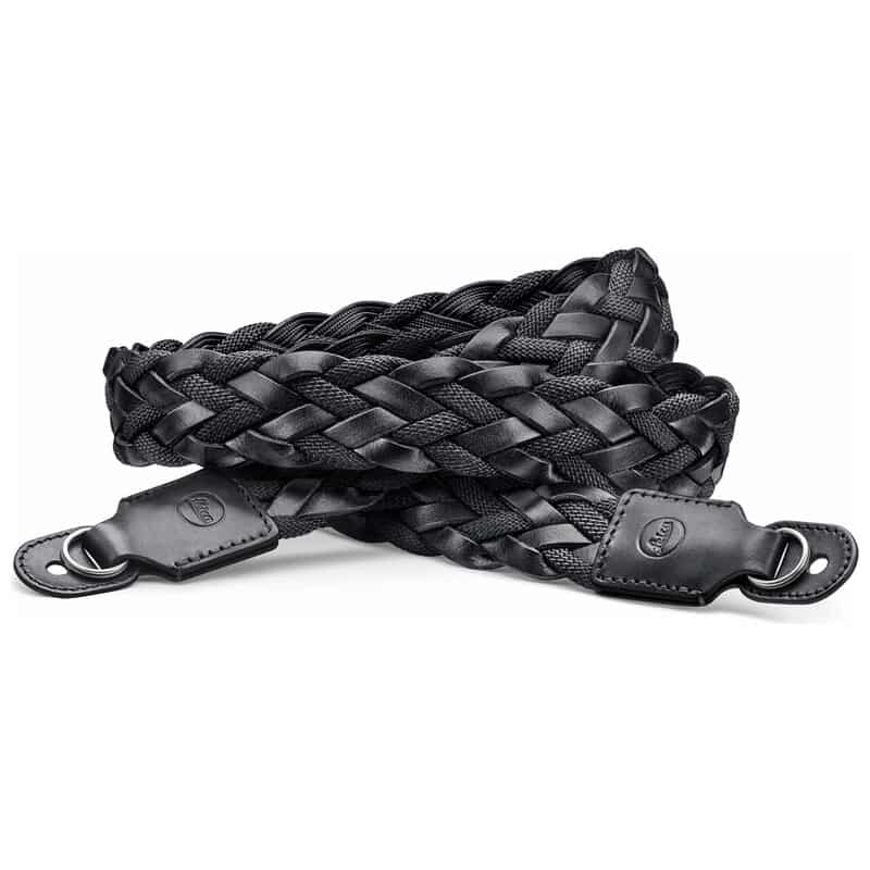 Leica キャリングストラップ 平編みレーヨン&レザー ブラック 14696