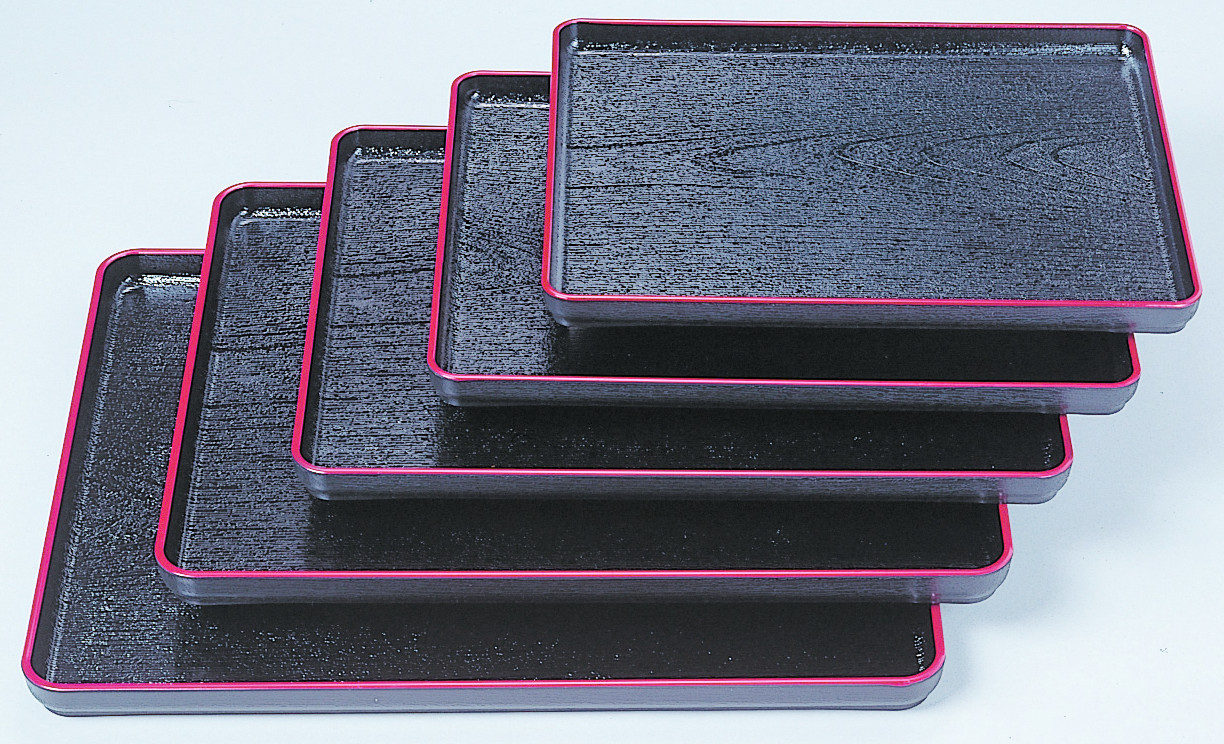 耐熱 大寿木目盆 黒天朱 食洗器対応の通販-フクジネット/業務用漆器/おぼん