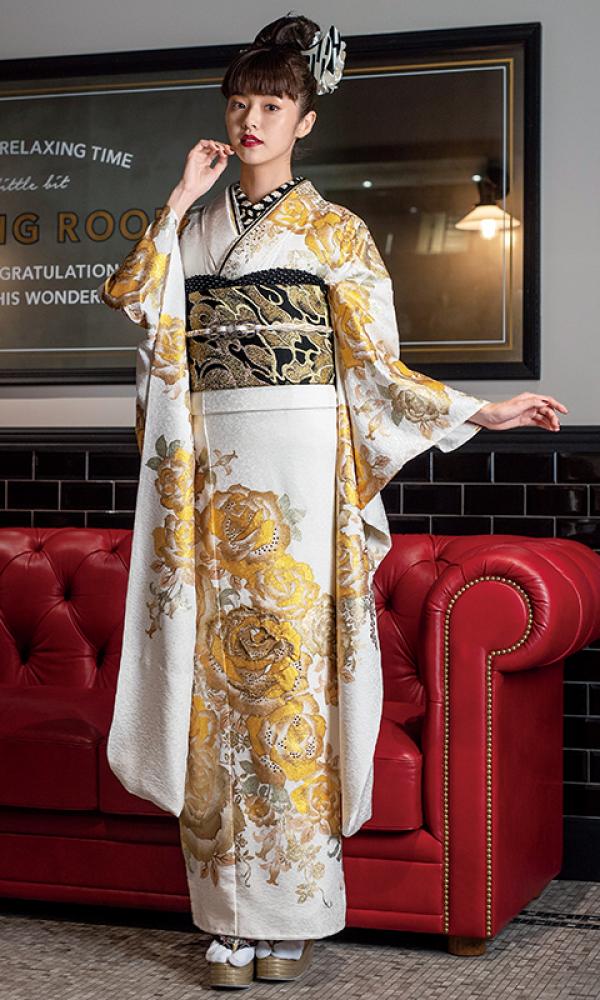 金彩振袖・白色・金色｜クール&ビューティ｜【菊京屋】