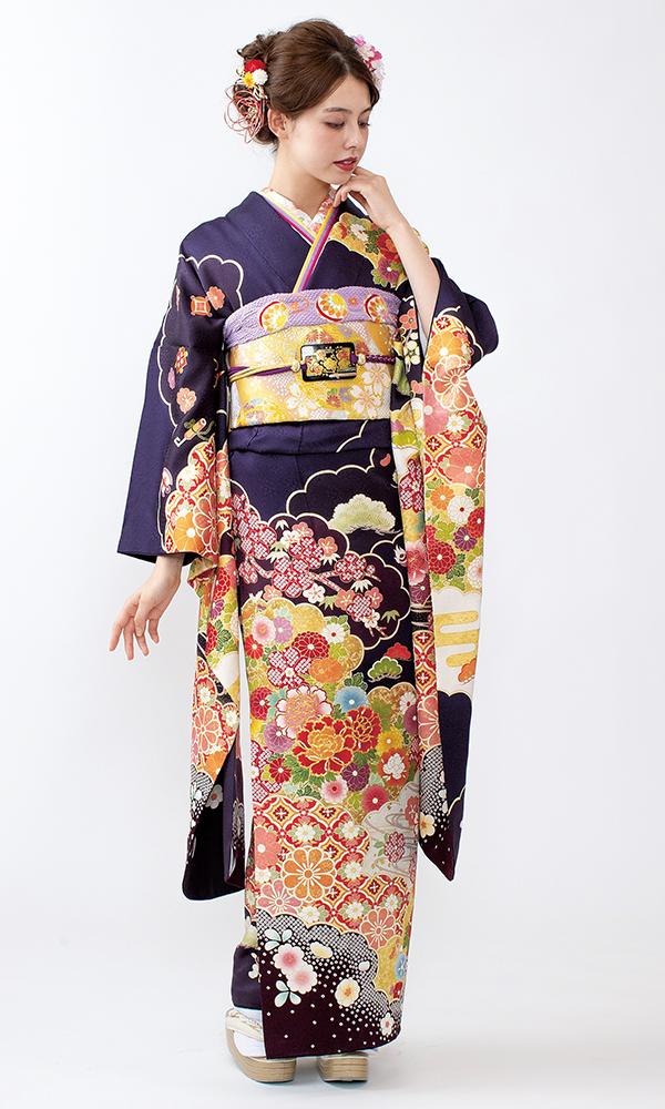 古代紫瑞雲重ね文様｜伝統古典 【菊京屋】振袖レンタル 成人式