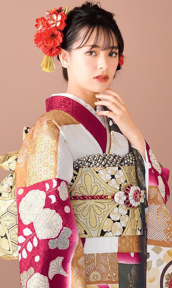 市松模様の金彩古典｜伝統古典 【菊京屋】振袖レンタル 成人式 神戸