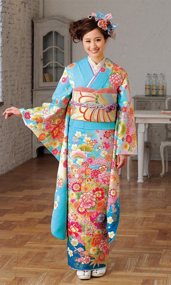 京友禅振袖・水色・成人式┃かわいい古典【菊京屋】