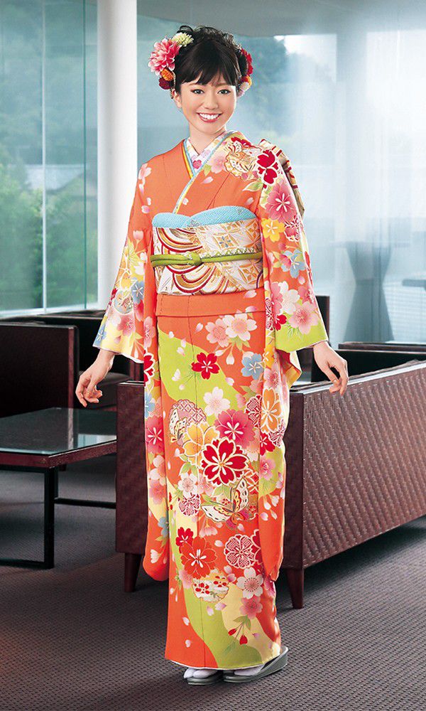 京友禅振袖・橙色・オレンジ┃かわいい古典【菊京屋】