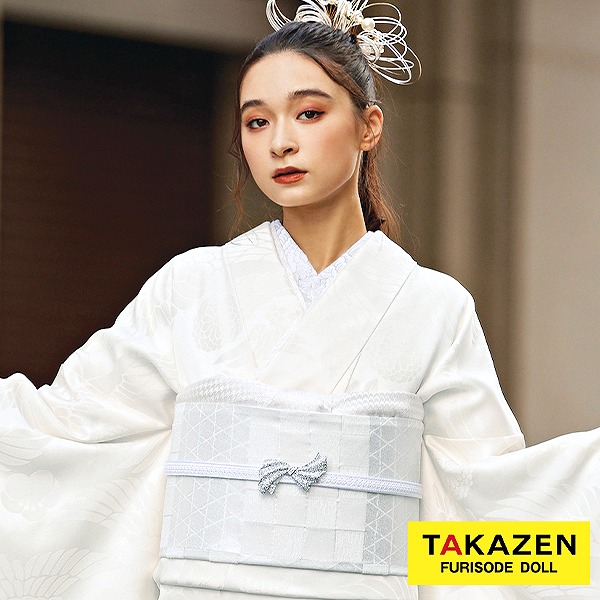 今どきチェック柄通販レンタル帯 白/黒｜成⼈式の振袖ネットレンタル