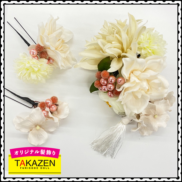 ヴィンテージ風古典髪飾り通販(ホワイトフラワー) 白/アイボリー｜成