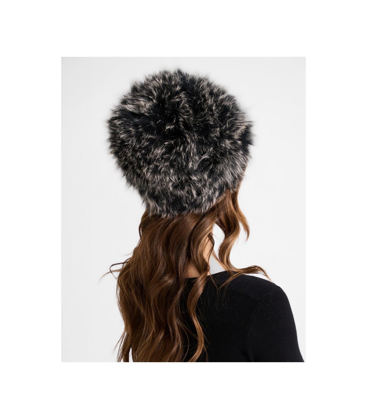 Eclipse Knit Fox Fur Hat in Black Frost: FurHatWorld.com