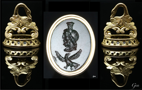 シール（フォブ） インタリオ 紋章 貴族 アンティーク