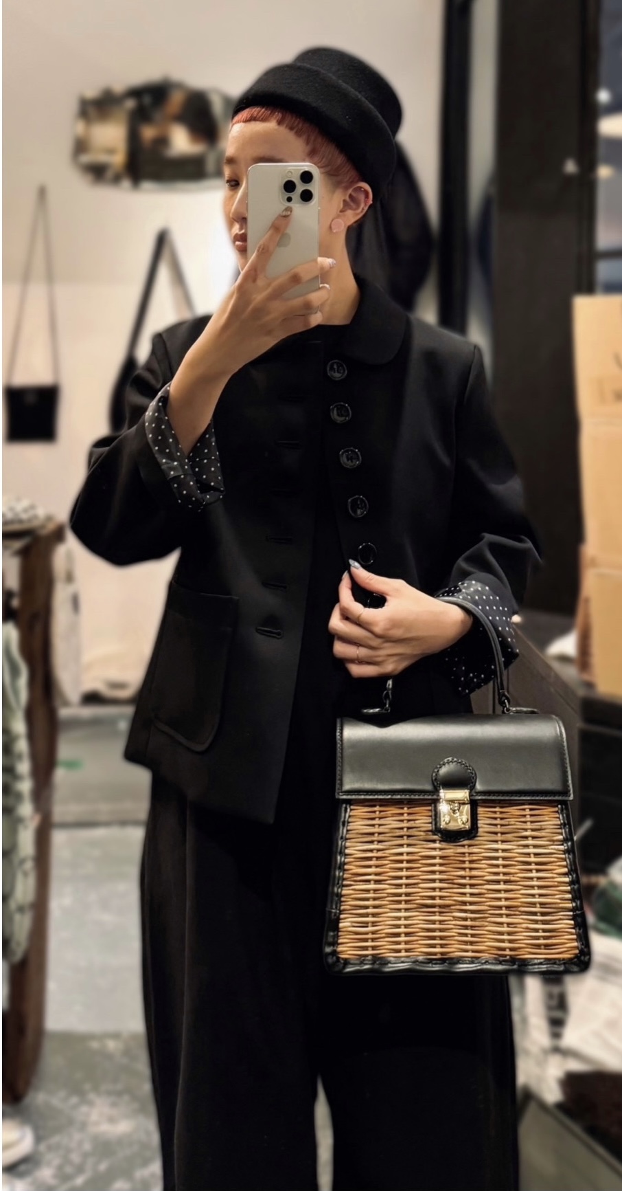 tao タオ ウールギャバ 丸襟ジャケット