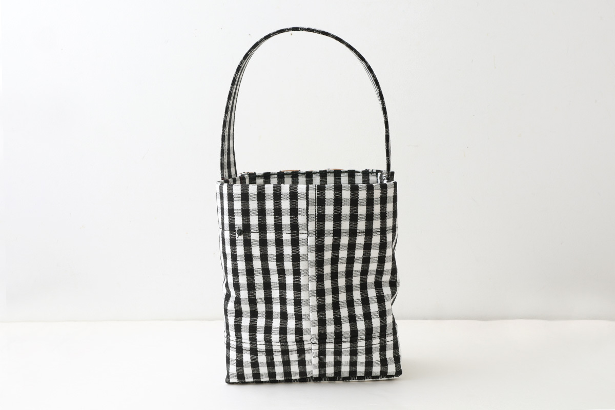 ebagos エバゴス ギンガム・ワンハンドルトート M
