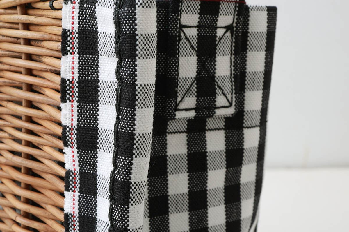 ebagos エバゴス ギンガム・ワンハンドルトート M