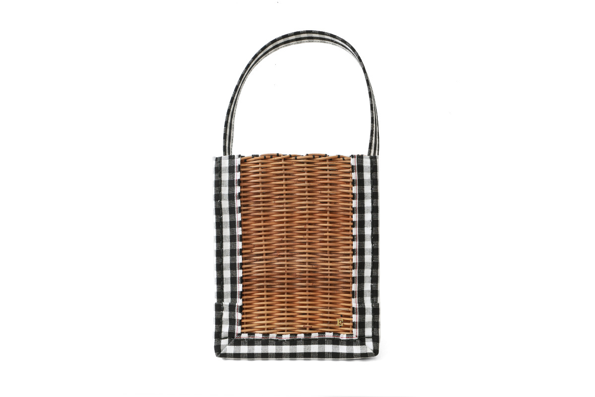 ebagos エバゴス ギンガム・ワンハンドルトート M