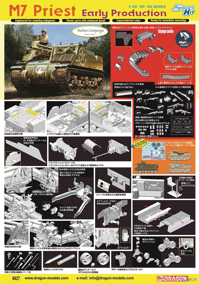 WW.II アメリカ陸軍 M7プリースト 自走砲 初期生産型 マジックトラック