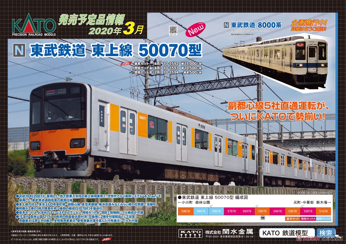 東武鉄道 東上線 50070型 基本セット (4両) (基本・4両セット) (鉄道