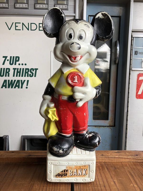 60s Vintage Mickey Mouse Blow Mold Plastic Coin Bank 49cm (B746